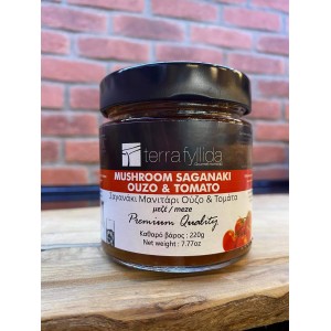 Σαγανάκι μανιτάρι με ντομάτα και ούζο 